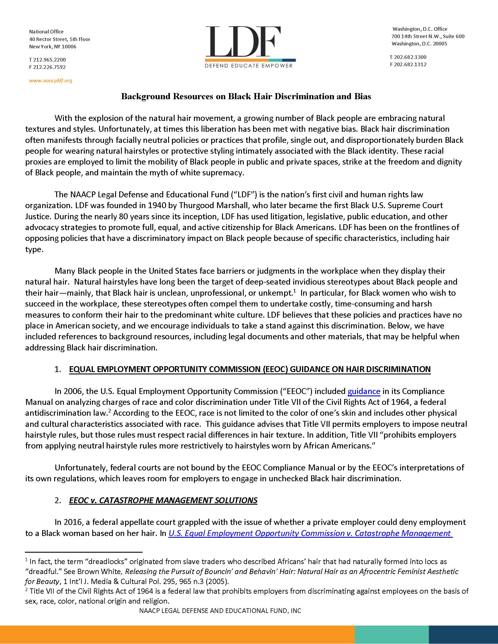 Natural Hair Discrimination NAACP Legal Defense and Educational Fund